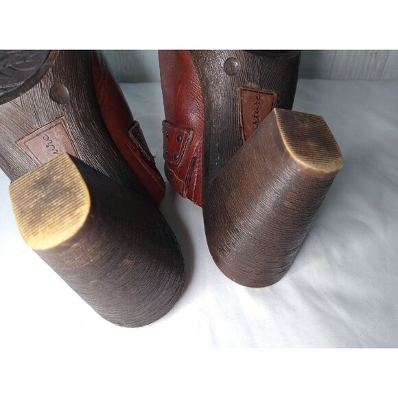 Nurture Prairie Clog Heels Women's 9 M Shoes Brown Leather Mules Metal Studs - Picture 7 of 10